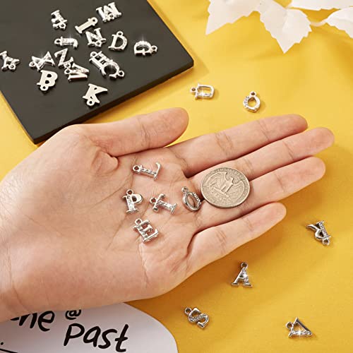 Craftdady Letter Charms Capital Pendants Mixed A-Z Initial Letter Number Charms DIY Bracelet Necklace Pendants for Jewelry Making, Gold, Antique Silver, Platinum - color: Platinum + Crystal, 12.5-13.5x5.5-12mm