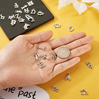 Craftdady Letter Charms Capital Pendants Mixed A-Z Initial Letter Number Charms DIY Bracelet Necklace Pendants for Jewelry Making, Gold, Antique Silver, Platinum - color: Platinum + Crystal, 12.5-13.5x5.5-12mm