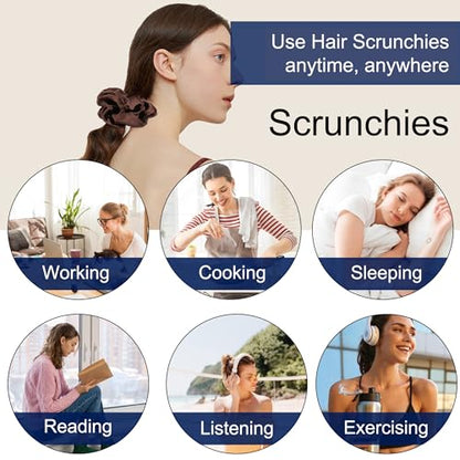16 Pcs Scrunchies for Women - White Satin Silk Scrunchies for Girls Hair Ties Elastics Bands Ponytail Holder Hair Accessories - color: WHITE