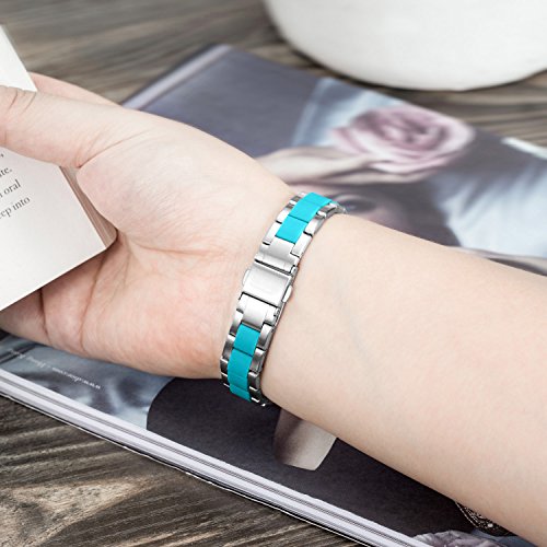 Compatible with Alta Bands Metal, Special Edition Replacement for Alta HR Stainless Steel Bands Adjustable Accessory Wristband Small Large for Alta Bracelet Women Men - color: B2-Silver-Teal