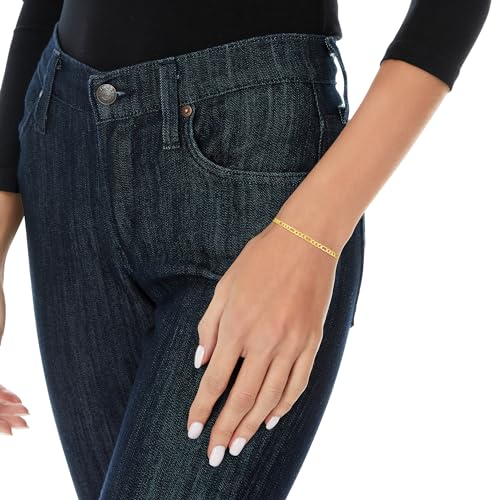 Floreo 10k Yellow Gold 3.5mm Lite Figaro Chain Link Bracelet or Anklet