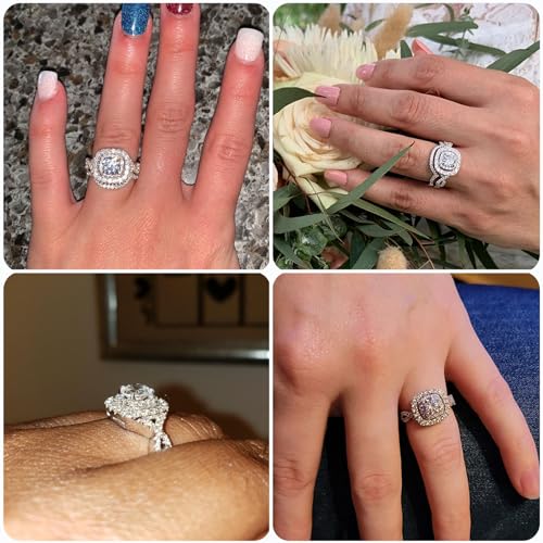 Newshe Jewellery Moissanite Wedding Rings for Women 925 Sterling Silver Wedding Band Bridal Set Round Engagement Size