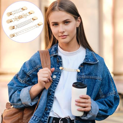 4pcs Pearl Dress Clips 4 Style Back Cinch Clips Set Vintage Sweater Pearl Brooch Dress Shirt Ties for Women Sweater Cardigan