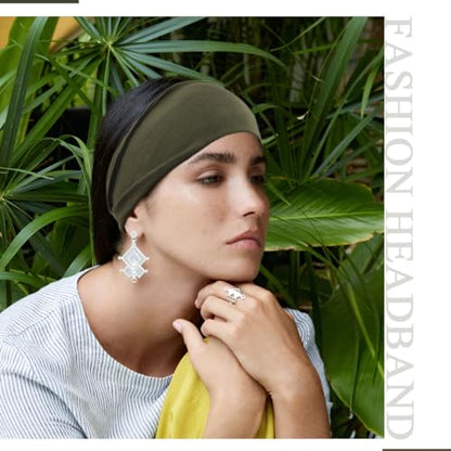 YONUF Fashion Headbands For Women Wide Headband Yoga Workout Head Bands Hair Accessories Band 6 Pack - color: Solid3
