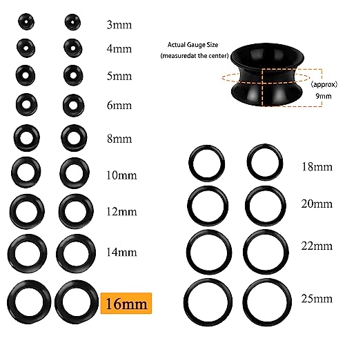 Xpircn 30Pcs Silicone Ear Gauges Flexible Ear Tunnels Plugs Stretchers Expander Double Flared Flesh Ear Piercing Jewelry for Women Men - style: Gauge:5/8"(16mm)