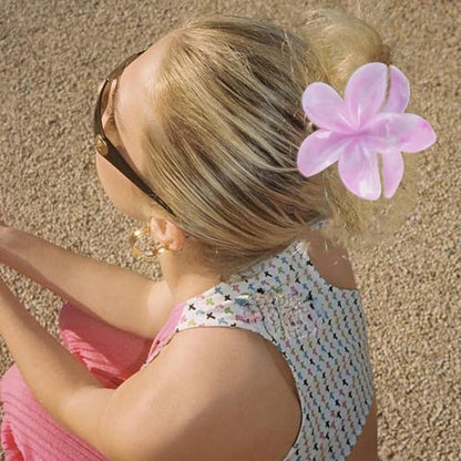 Flower Hair Clips for Women Girls Claw Clips Light Rose Pink Plumeria with Marble Design Barrettes Summer Hair Clip Fashion Hair Styling Accessories for Thick Thin Hair(3Pcs: 1 Large 2Small) - color: Light Rose-Pink