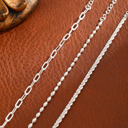 MFRYK Gold Ankle Bracelets for women,14k Gold/Silver Plated Waterproof Layered lightweight Cuban Link Figaro Chain Heart anklet butterfly anklet Pearl Ankle Bracelets Set Gold Anklets for women Trendy Jewelry Gift for Women - style: 3 anklets twisted pape
