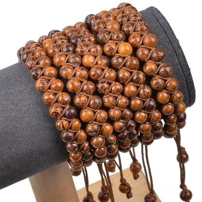 MASSIVE BEADS Double Layer Natural Chakra Healing Power Crystals Macrame Bracelet Yoga Stone Beads Gemstone Meditation Relax Anxiety Bangle for Unisex Women Men - color: Tiger Skin Stone, size: 6mm