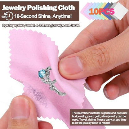 Jewelry CleaningBrush Kit,18 Pcs Jewelry Cleaner Tool Set | Cleaning Polishing Cloth,Hole Brush,Needles and Crevice Brush for All Jewelry,Ring,Gold,Diamond,Earring,Sterling Silver