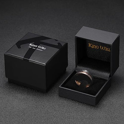 King Will Mens Tungsten Carbide Wedding Band with Groove Design | 6/7/8mm Width, Grooved, Comfort Fit, Everyday Wear - color: Hammered Rose Gold-8mm