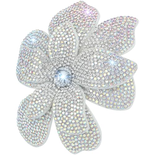 3.74 Inches Rhinestone Camellia Flower Brooch Pins & Hair Clips for Women Elegant Created Crystal Lapel Pin Brooches Wedding Party - color: White