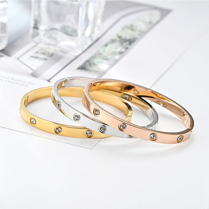 Friendship Love Bracelet for Women, 18K Gold Plated Titanium Steel Cuff - color: Gold, size: Zircon 7''