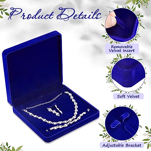 6 Pcs Velvet Jewelry Set Box Jewelry Display Case Earring Ring Bracelet Necklace Gift Box Pearl Necklace Storage Case for Mother's Day Wedding Travel Anniversary(Royalblue) - color: Royalblue