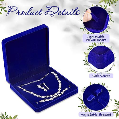 6 Pcs Velvet Jewelry Set Box Jewelry Display Case Earring Ring Bracelet Necklace Gift Box Pearl Necklace Storage Case for Mother's Day Wedding Travel Anniversary(Royalblue) - color: Royalblue