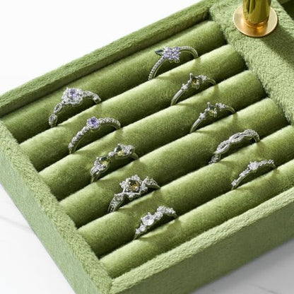 bussdis 2 Tier Bracelet Holder Display, Necklace Holder Organizer, Green | Velvet Necklace Holder | Jewelry Tree | Jewelry Towers | Jewelry Stand Organizer for Necklaces, Bracelets, Earrings, Rings - color: Green