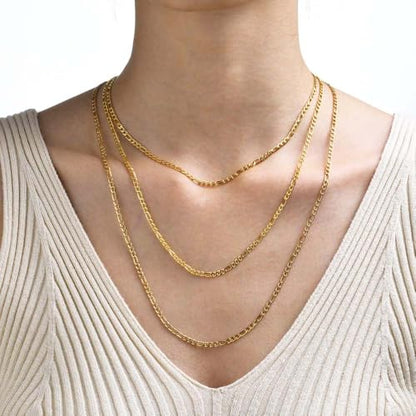 Stainless Steel Figaro Link Chain Necklace For Men Women, 3mm 4mm 5mm 7mm Width, 18k Gold Plated 18 20 22 24 Inch Figaro Chain, No Tarnish Durable Waterproof Jewelry - color: 4MM Gold, size: 24inches