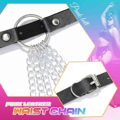 CLOACE Punk Waist Chain Belt Leather Layered Heart Body Chains Gothic Body Accessories for Women - color: C