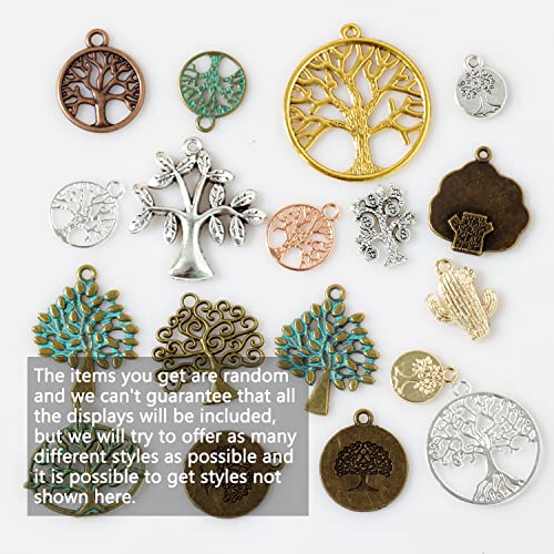 stino 100 G Mixed Style Metal Charms for Jewelry Making, Bulk Silver & Gold Plated, for Bracelet, Necklace, Earrings DIY Crafts - style: Tree of Life