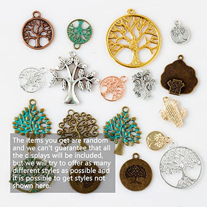 stino 100 G Mixed Style Metal Charms for Jewelry Making, Bulk Silver & Gold Plated, for Bracelet, Necklace, Earrings DIY Crafts - style: Tree of Life