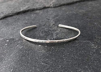 Larger Sterling Silver Hammered Thin Cuff Stacking Bracelet