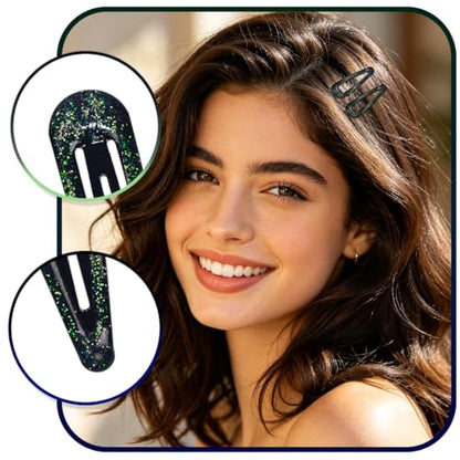 48 Pcs Cute Metal Snap Hair Clips, Non-Slip Barrettes for Women and Girls, Hair Accessories for Parties, School & Daily Use (black) - color: black