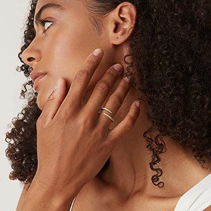 PAVOI 14K Gold Plated Cubic Zirconia Open Twist Eternity Band for Women - color: White Gold, size: 5