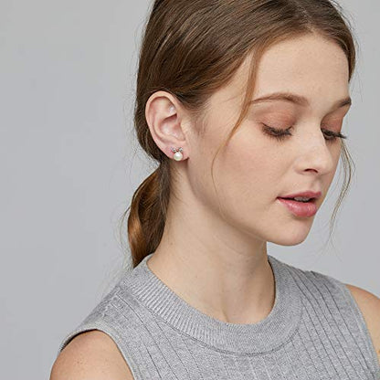 Han han Pearl Stud Earrings for Women 925 Sterling Silver, Pearl Jewelry Gift for Women 8MM-13MM - style: D-Rabbit Pearl Studs-8mm