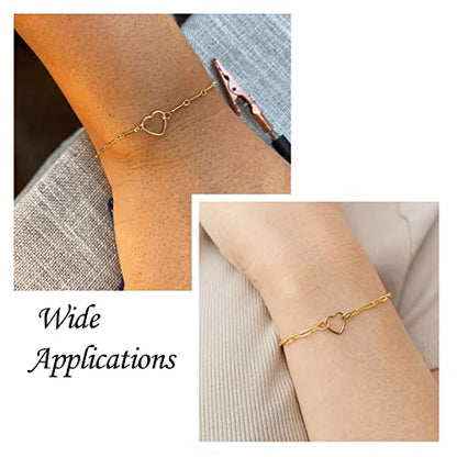 Elecrelive 5pcs 14K Gold Filled Heart Charms Hollow Linking Rings Open Back Bezel Frame Connector for Permanent Jewelry DIY Bracelet Necklace Making - color: Golden-Heart