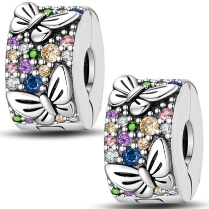 Pandach 925 sterling silver Clip Spacer Charm for Bracelet Clip Lock Stopper Bead Spacer European Openable Beads 2Pcs - style: 2-PAC622
