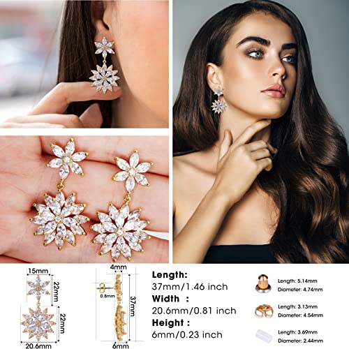 Earrings Holy Stud Earrings for Girls/Women, Sliver Gold Wedding Earrings for Bridesmaids - color: Double Daisy|Gold