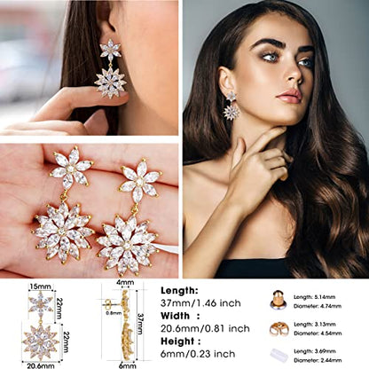 Earrings Holy Stud Earrings for Girls/Women, Sliver Gold Wedding Earrings for Bridesmaids - color: Double Daisy|Gold