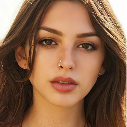 ONESING 9-40 Pcs Nose Rings - Hoops, Studs & L Shape - Hypoallergenic Stainless Steel Nose Piercings for Women & Men - color: 20G-Clear CZ -Gold