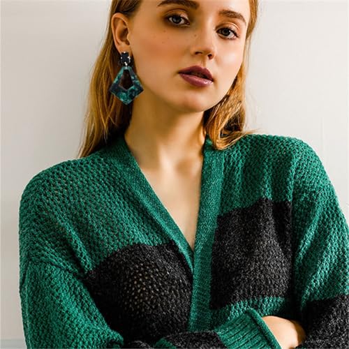 ONLYJUMP Exaggerated Geometry Earrings Acrylic Round Square Triangle Heart Dangle Earrings for Women Multilayer Bohemia Earrings Classic Retro Minimalist Earrings Statement Jewelry - color: Green