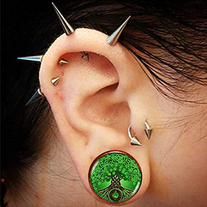 2PCS Wood Gauges For Ears Ear Plug Tunnel Stretcher Expander 8-25mm 0G-1'' Tree of Life Piercings Jewelry - style: 11/16" (18mm)