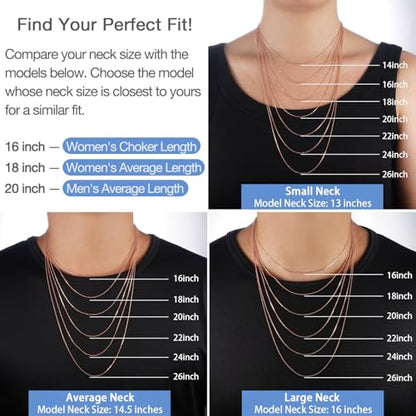 Jewlpire 18k Gold Plated 925 Sterling Silver Chain Necklace for Women, 1.2mm Cable Chain Necklace Super Sturdy & Shiny Women's Chains Necklaces 14/16/17/18/20/22/24 Inches - color: 18K Rose Gold Plated, size: 14 Inch