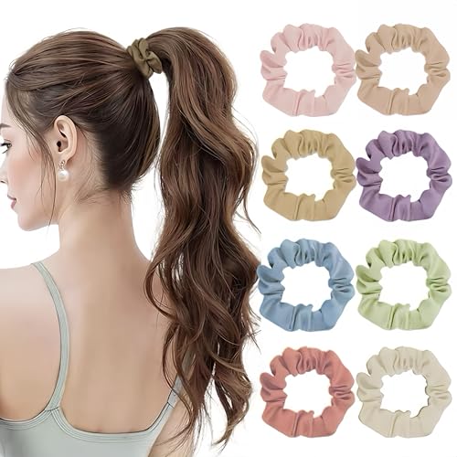 8Pcs Small Satin Scrunchies Hair Ties for Women All Hair Types | No Damage,Thin Elastic Bands Ponytail Holders,Soft Accessories Gift for Girls(Multicolor) - color: Multicolor, size: 1 Count (Pack of 8)