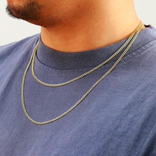 Nuragold 10K Real Yellow Gold Cuban Curb Link Chain Necklace (2mm - 7.5mm) - size: 24", style: 2.5mm