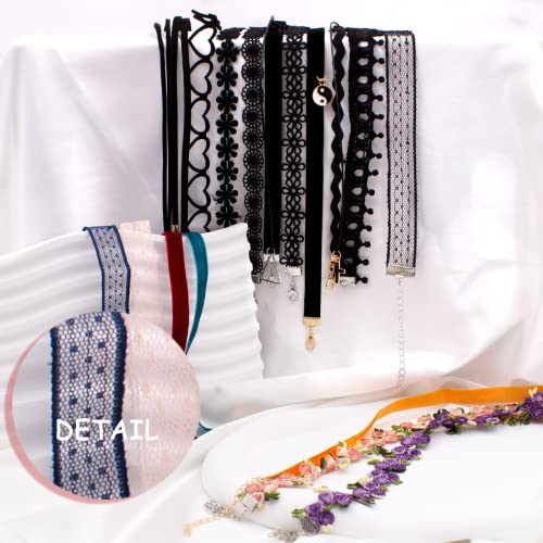 Black Choker Necklace Set Velvet Lace Choker Daisy Gothic Punk Classic Choker - color: 18pcs