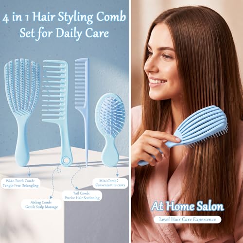 20 Pcs Gift Basket for Women Hair Care Pack Includes Self Care Beauty Set Hair brush Set for Women, Mom Friend Sister Wife Grandma Girlfriend Daughter(Blue) - color: Blue