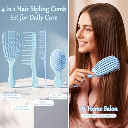 20 Pcs Gift Basket for Women Hair Care Pack Includes Self Care Beauty Set Hair brush Set for Women, Mom Friend Sister Wife Grandma Girlfriend Daughter(Blue) - color: Blue