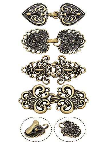 WILLBOND 4 Pcs Vintage Swirl Sweater Clips Retro Cardigan Shawl Cape Cloak Collar Clasp Dress Shirt Button Clip for Women - color: Bronze