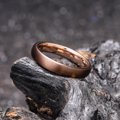 King Will Wedding Band for Men Women, 2/4/6/7/8mm Domed Matte Brushed Tungsten Carbide Rings, Solid/Dual Color Engagement Rings, Comfort Fit - color: Brown-4mm