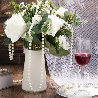 8mm Pearls for Crafting, 33 Feet Fake Pearl Beads String Ivory | Beaded Garland Roll Stand Decorative for Party Wedding Valentine Christmas Tree - size: 8mm/10.1m