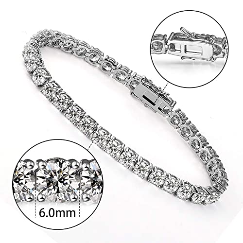 Tennis Bracelet for Women 3mm Cubic Zirconia 18K White Gold/Yellow Gold Plated - color: White Gold, size: 6mm