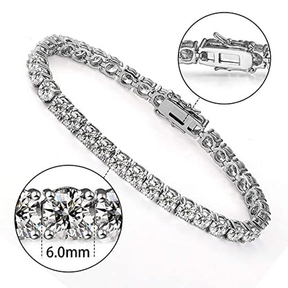 Tennis Bracelet for Women 3mm Cubic Zirconia 18K White Gold/Yellow Gold Plated - color: White Gold, size: 6mm
