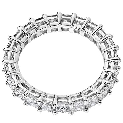 PAVOI 14K Gold Plated Rings with Cubic Zirconia Love and Stackable 3mm Princess Cut Rings for Women - color: White Gold