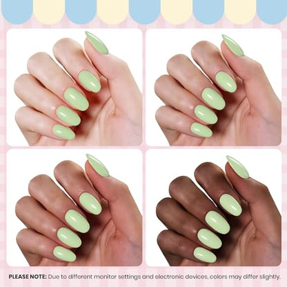 Beetles Green Gel Nail Polish, Matcha Mousse, Pastel Green Gel Polish | Color-Matched Bottle Design, Soak Off UV LED, Long-Lasting Nails Art for Home DIY & Holiday - color: H - Creme Green | Taste of Spring Matcha Mousse