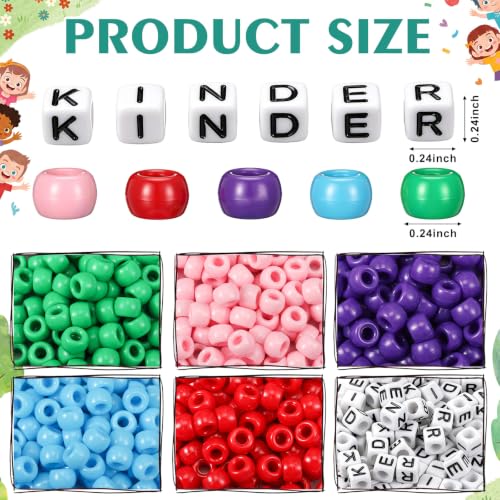 Tondiamo 24 Sets Kinder Back to School Gifts Friendship Bracelet Making Kit for Students Include Our Class is a Family Greeting Cards Beads Strings Bags DIY Kit for First Day of School Classroom - style: Kinder