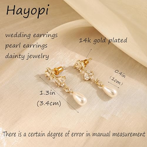 Pearl Earrings for Women:Gold Wedding Dangle Drop Earring Pearl Jewelry | 14K Gold Plated Pearl Drop Earrings for Women,Dainty Wedding Bride Earring Studs,Gold Dangle Drop Earring,Waterproof Jewelry - size: 1 pcs-15