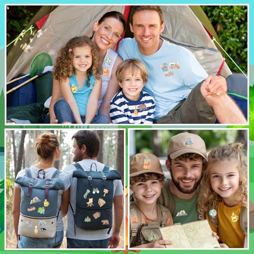 SANNIX 60pcs Camping Enamel Pins, Camp Lapel Pins Outdoor Adventure Brooch Camping Decor Camping Party Supplies Gifts for Campers Clothes Backpacks Hat Jacket Accessories - style: Camping Pins